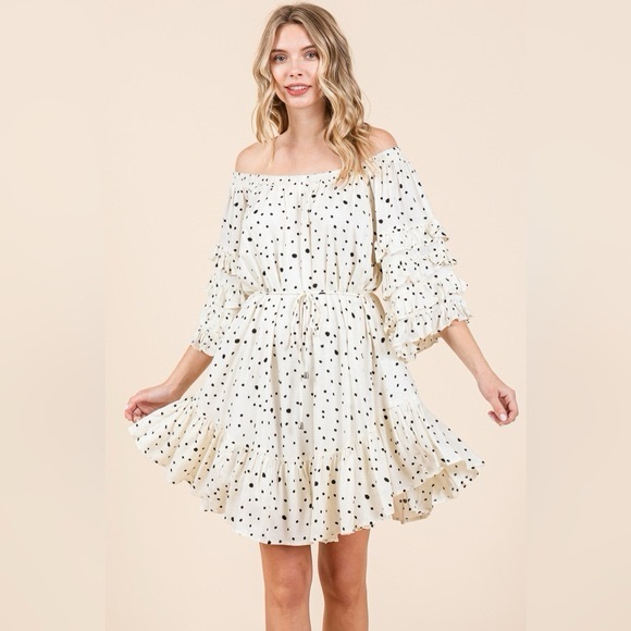 Vici Dresses & Skirts - Vici Off The Shoulder Dotted Ruffle Detail Mini Dress